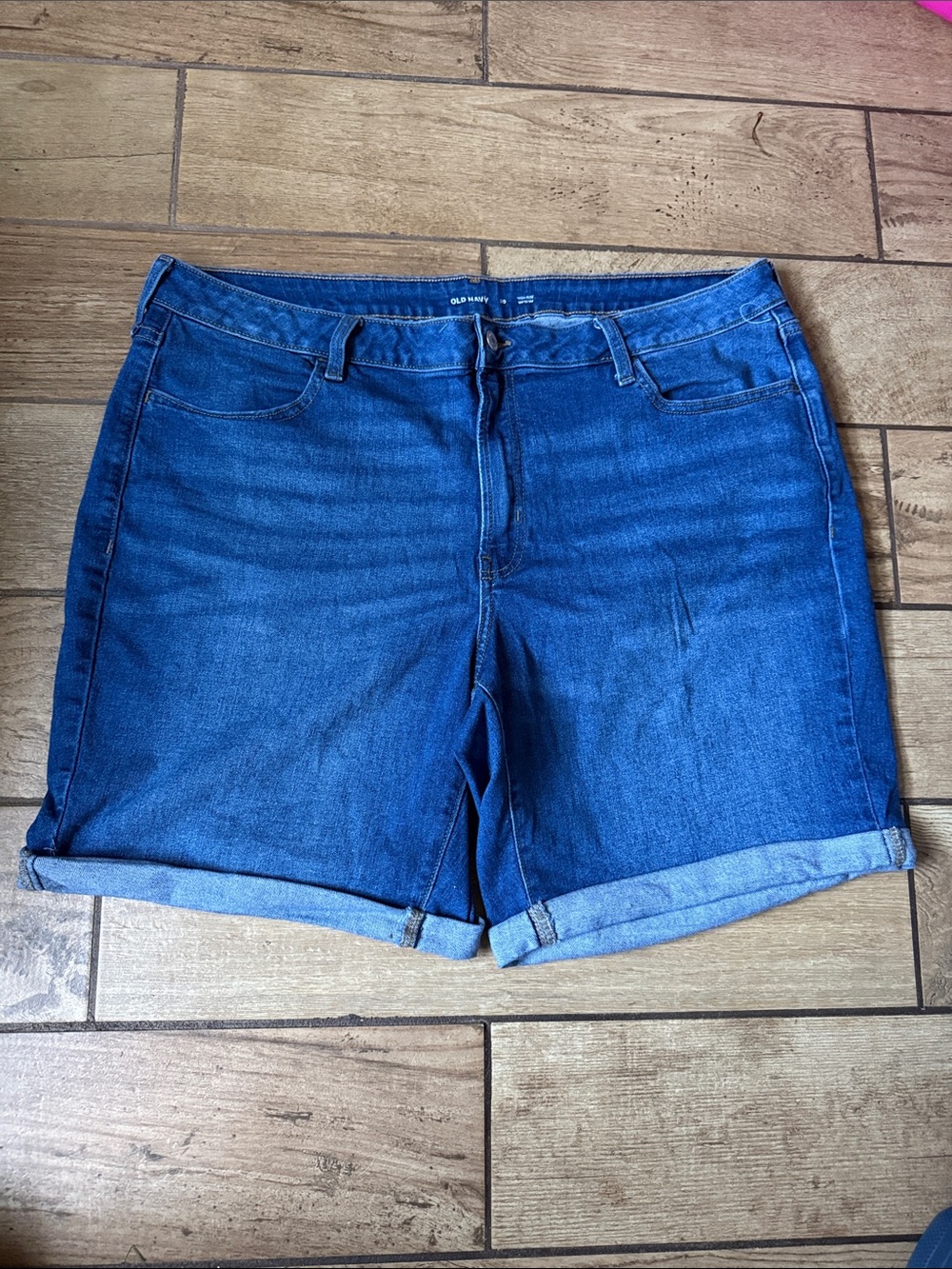 Old Navy Dark Blue Denim Cuffed Women's Shorts